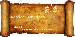 Rohács Benjámin névjegykártya